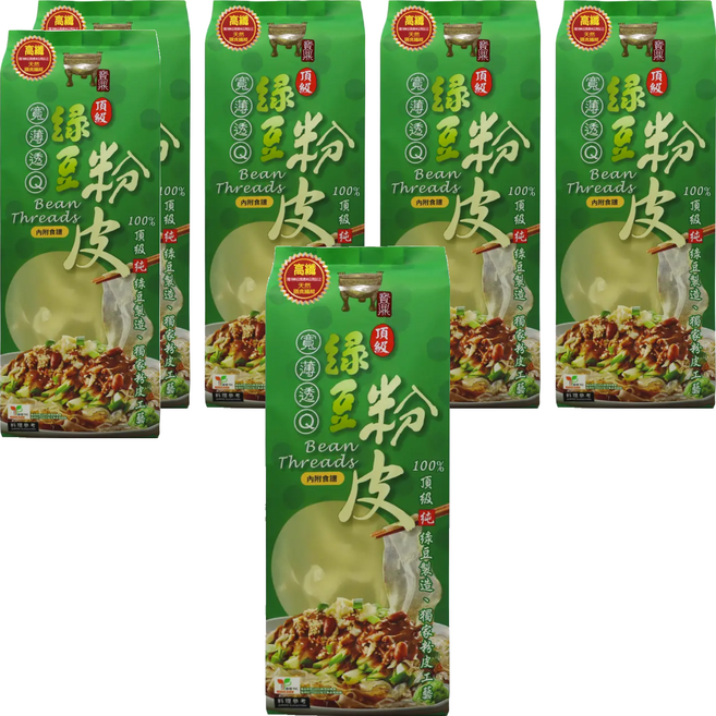 中農粉絲 寶鼎頂級純綠豆粉皮, 200g, 6個