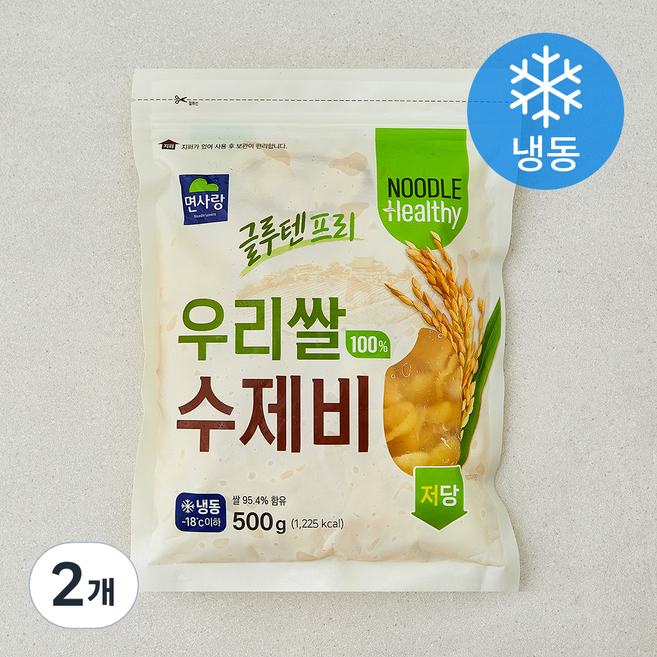 면사랑 우리쌀 100% 수제비 (냉동), 500g, 2개