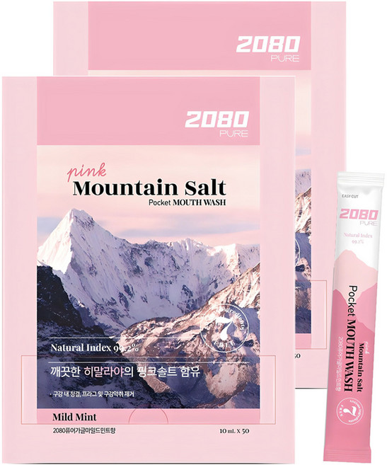 2080 퓨어가글마일드민트향 구강청결제 10ml, 500ml, 2개