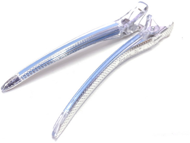 다카라 크리스탈 헤어클립 대 120mm, 투명 + 파랑, 2개