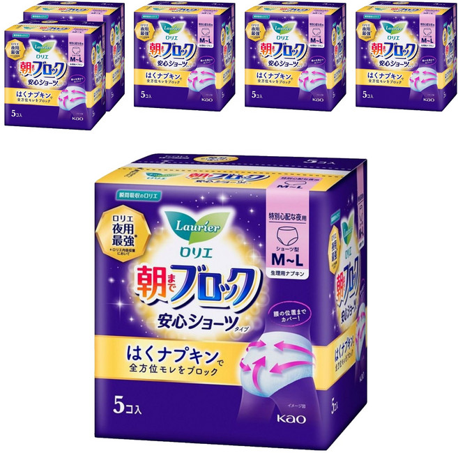 Laurier 蕾妮亞 夜用褲型衛生棉, M~L, 5片, 6包
