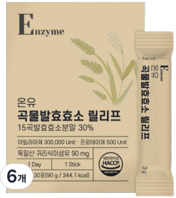 온유바이오 곡물발효효소 릴리프 30p, 6개, 90g