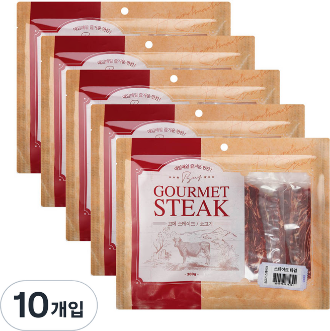 더주스 고메스테이크 마블링 반려견 간식, 소고기맛, 10개, 300g
