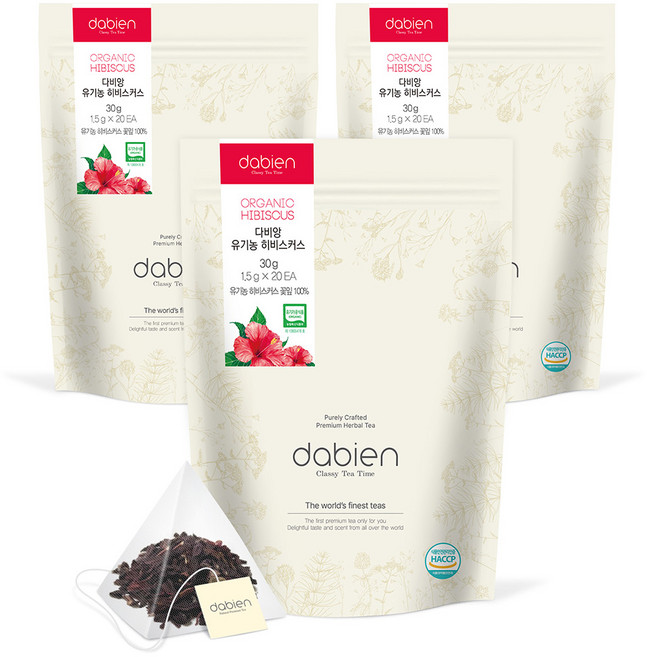다비앙 유기농 히비스커스 차, 1.5g, 20개입, 3개