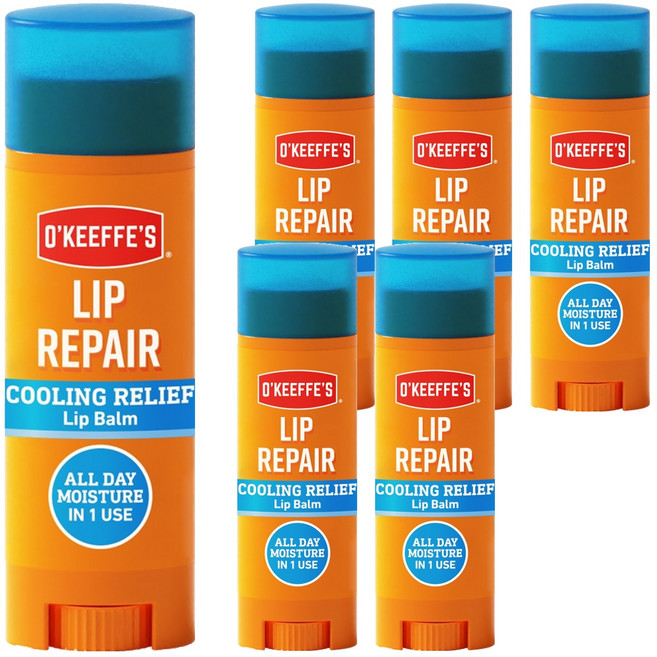 오킵스 립리페어 립밤 스틱, 쿨링 릴리프, 4.2g, 6개