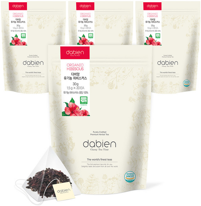 다비앙 유기농 히비스커스 차, 1.5g, 20개입, 4개