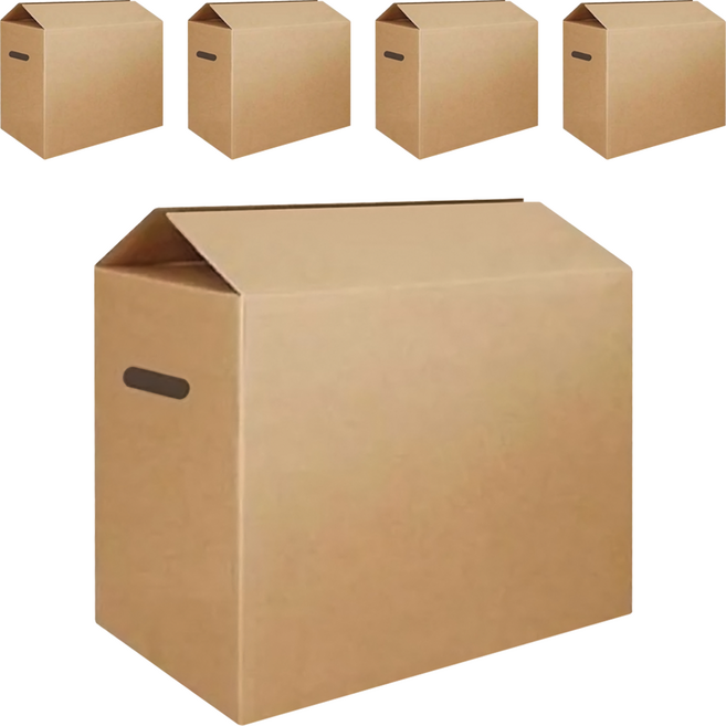 Casber科百承印 耐重版五層波浪瓦楞紙箱 釘封側提孔 厚8mm 5個, 卡其色, 1組