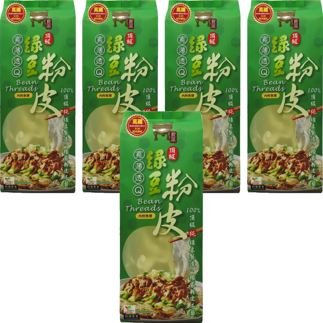 中農粉絲 寶鼎頂級純綠豆粉皮, 200g, 5個