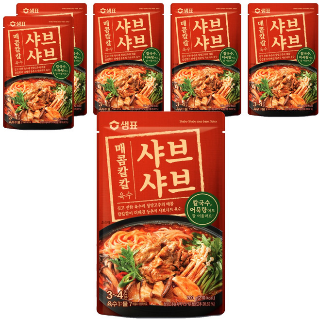 샘표 매콤칼칼 샤브샤브 육수, 200g, 6개