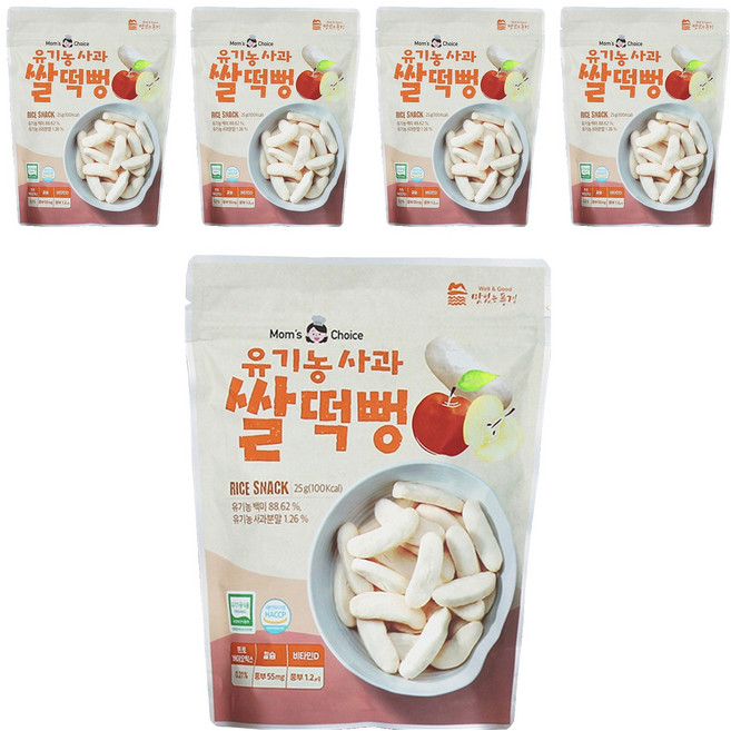 맛있는풍경 유기농 사과 쌀떡뻥, 사과맛, 25g, 5개