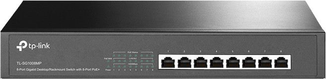tp-link 8埠 Gigabit桌上型/機架式交換器 含8埠 PoE +, TL-SG1008MP, 1個