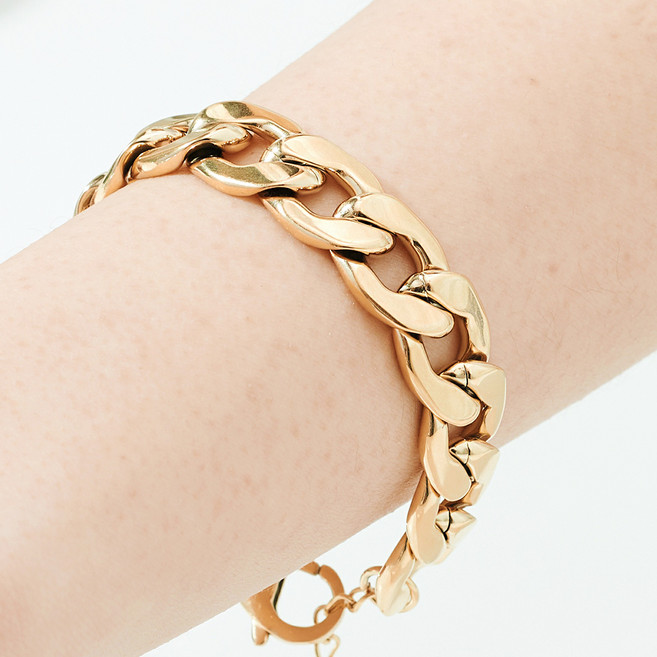 노이드비 여성용 써지컬스틸 심플 볼드 체인 팔찌