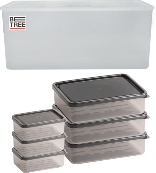 비트리 휘어지는 냉동실 정리용기 300ml x 3p + 600ml x 3p + 수납함 소 세트, 1세트