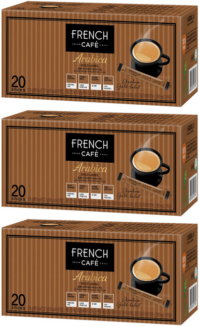 프렌치카페 아라비카 골드라벨 커피믹스, 10.7g, 20개입, 3개