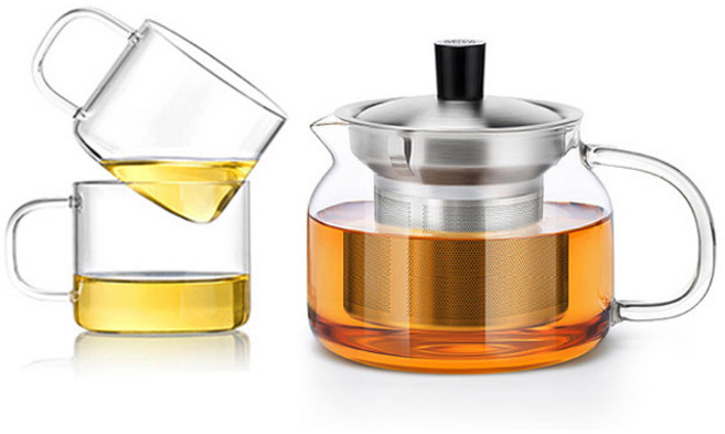 사마도요 내열유리 티포트세트 S043, 1세트, 티포트 470ml + 찻잔 150ml x 2p