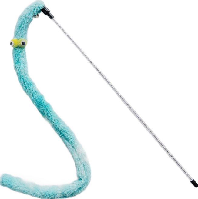 大眼睛毛毛蟲逗貓棒02.藍色, 1入, 藍色