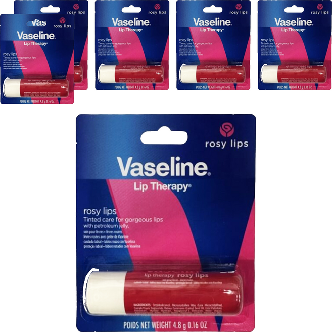 Vaseline 凡士林 Lip Therapy 護唇膏, 玫瑰潤色, 4.8g, 6支