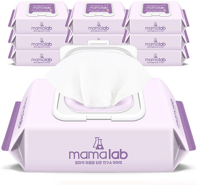 마마랩 올데이 아기물티슈 캡형, 43g, 120매, 10개