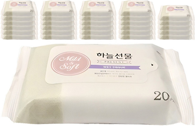 하늘선물 미니 물티슈 휴대형, 20매, 60개