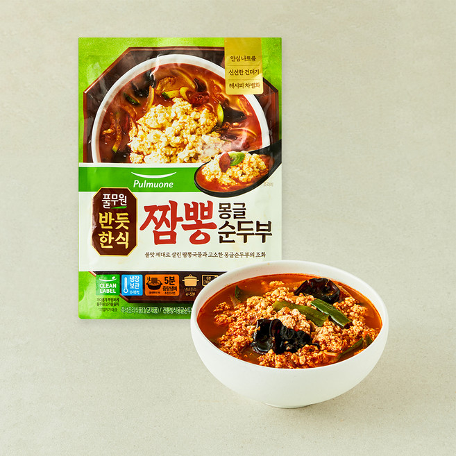 풀무원 반듯한식 짬뽕 몽글 순두부 냉장, 500g, 1개