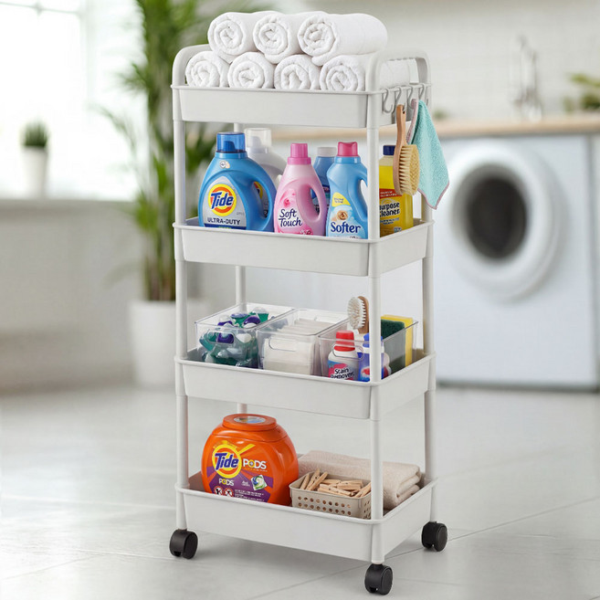 리네프 이동식 틈새 트롤리, 화이트, 4단