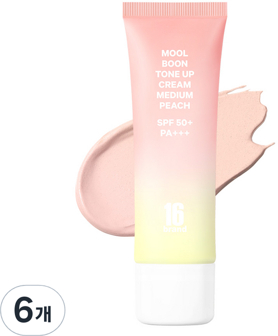 16브랜드 물분 톤업 크림 SPF50 PA+++ 50ml, 미디엄피치, 6개