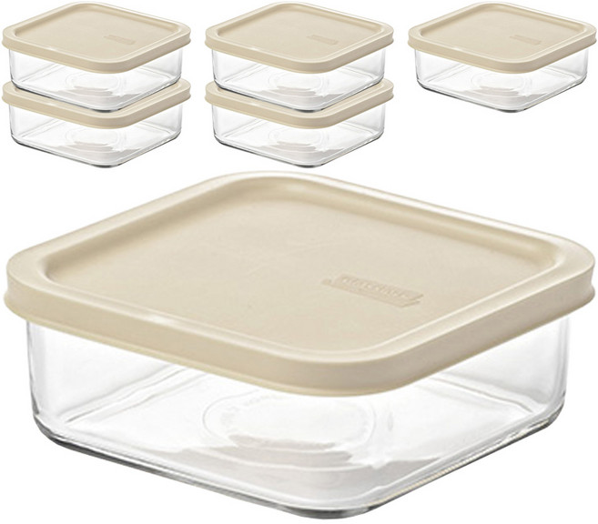 글라스락 이지오픈 밀폐용기 정사각 그레이, 2세트, 850ml(3P)