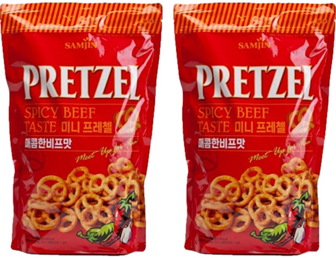 삼진 미니프레첼 매콤한비프맛, 300g, 2개