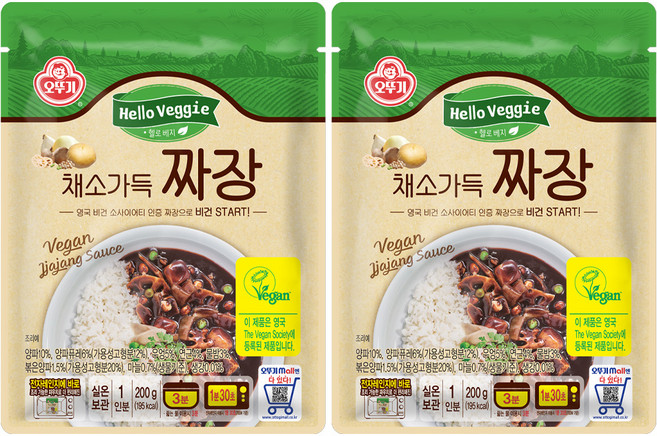 오뚜기 헬로 베지 채소 가득 짜장, 2개, 200g