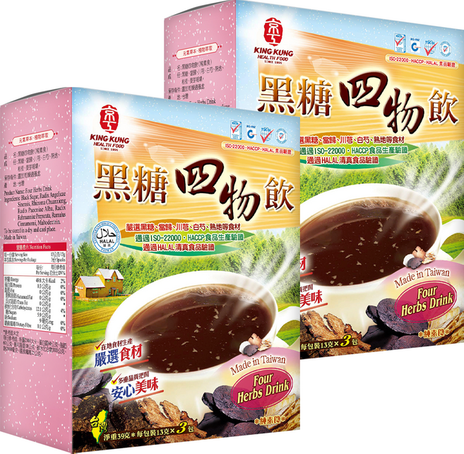 京工 黑糖四物飲, 13g, 2盒, 3包