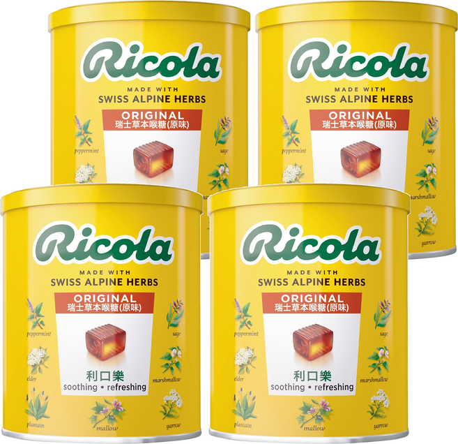 Ricola 利口樂 草本喉糖 原味, 250g, 4罐