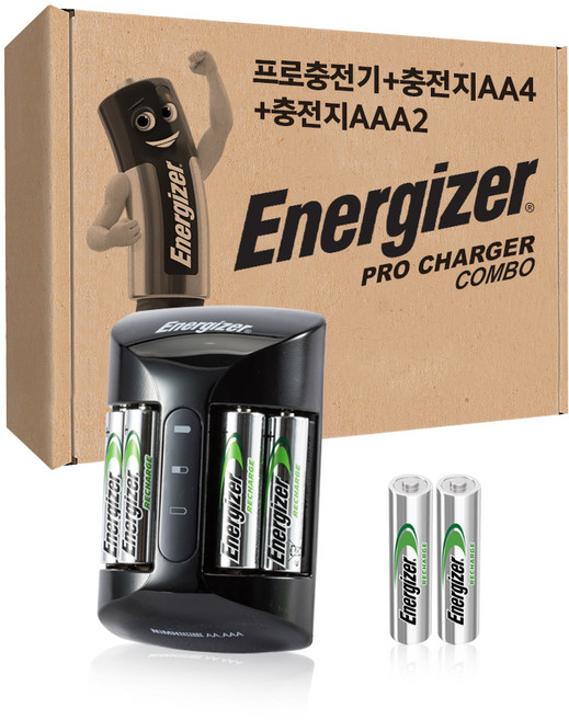 에너자이저 프로 충전기 + 충전지 AA 4p + AAA 2p, 1세트