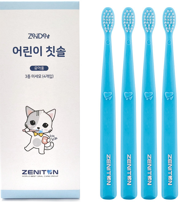 제니튼 제니덴트 어린이칫솔, 블루, 4개입, 1개