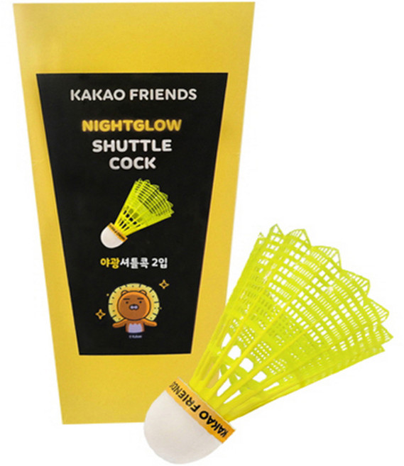 카카오프렌즈 야광 셔틀콕, 혼합색상, 4개