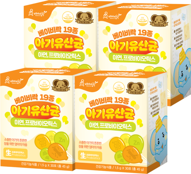 베이비락 19종 아기유산균, 45g, 4개