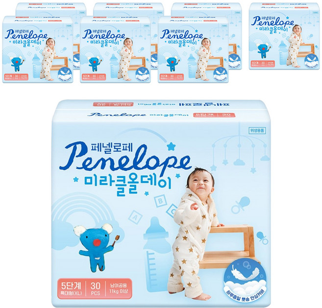 페넬로페 뉴 미라클 올데이 밴드형 기저귀 남여공용, 5단계, 240매