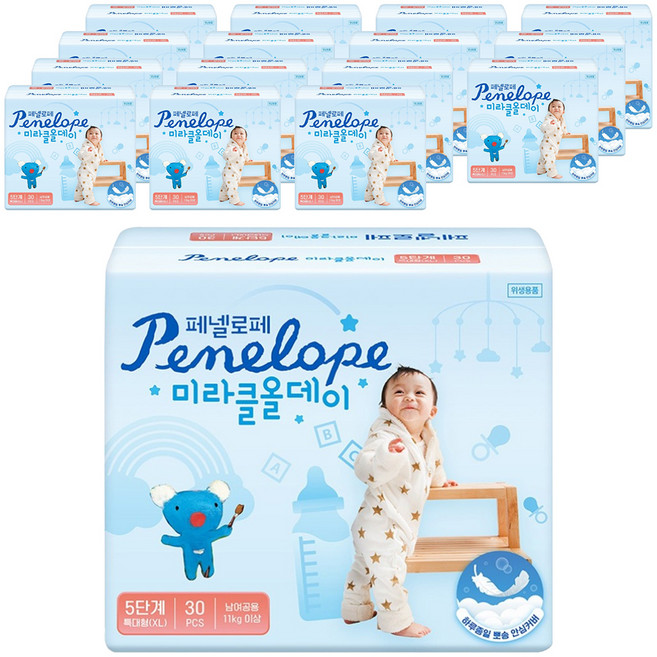 페넬로페 뉴 미라클 올데이 밴드형 기저귀 남여공용, 5단계, 480매