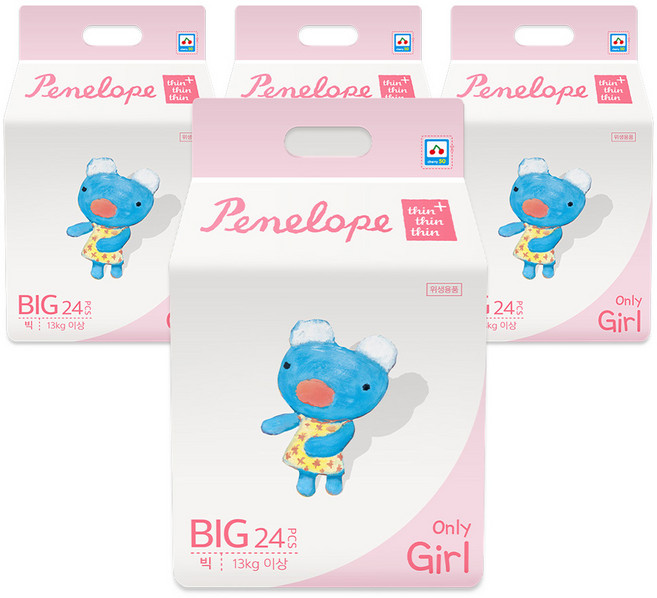 페넬로페 씬씬씬 플러스 팬티기저귀 여아용, 6단계, 96매