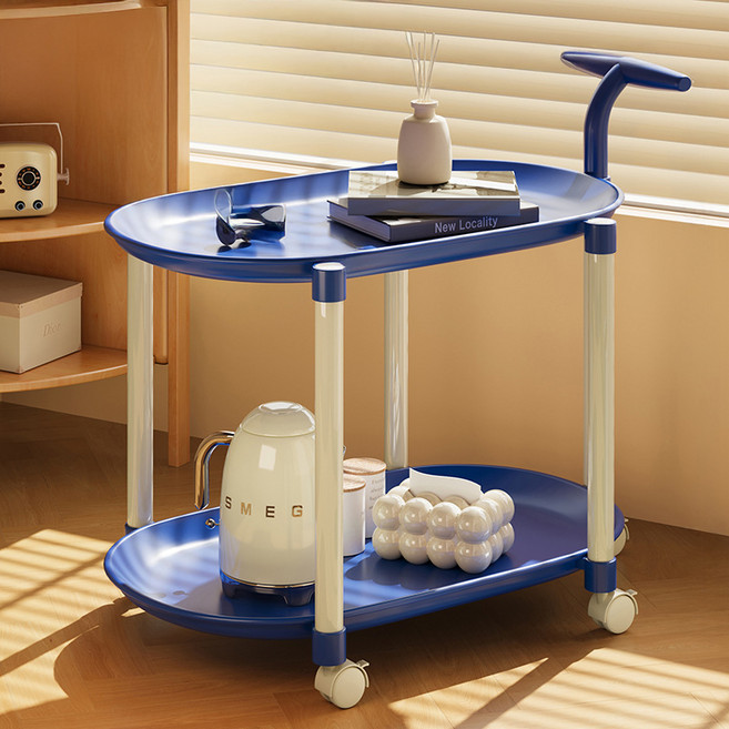 맙소샵 클래식 선반 이동식 트롤리 카트 BRP432, 블루, 2단