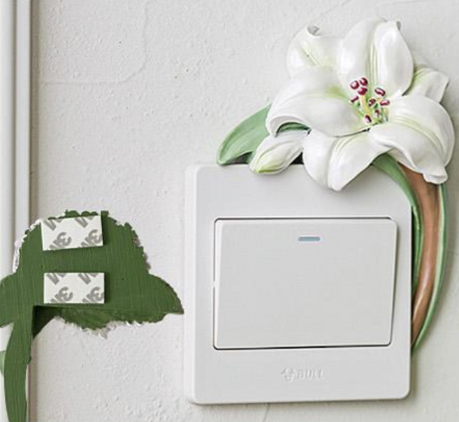 까마느 3D 꽃 스위치 스티커 데코 장식 백합, 혼합색상