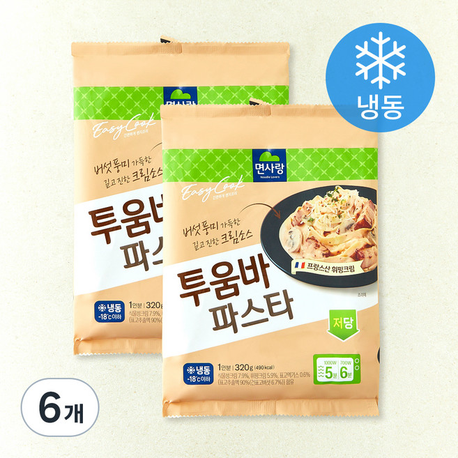 면사랑 투움바 파스타 1인분 (냉동), 320g, 6개