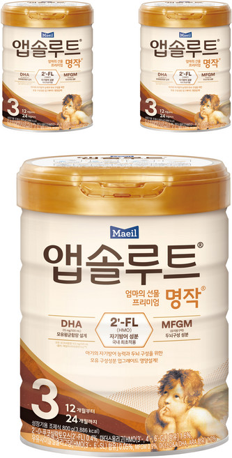 앱솔루트 엄마가 만든 프리미엄 명작 분유 3단계, 800g, 3개
