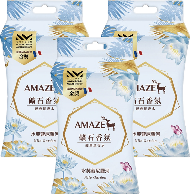 AMAZE 森林擴香 礦石香氛包 3個, 水芙蓉尼羅河, 60g, 3盒