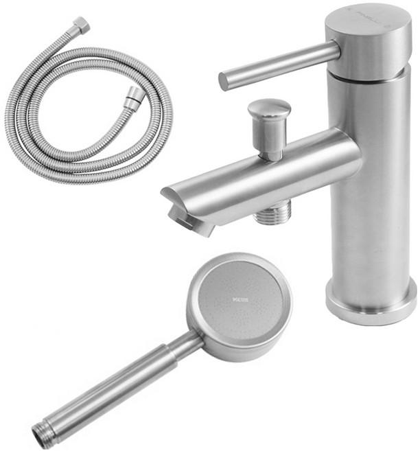 미리내 SUS304 무광 스텐 세면대 샤워기 겸용 원홀수전 FNL 0151, 1개