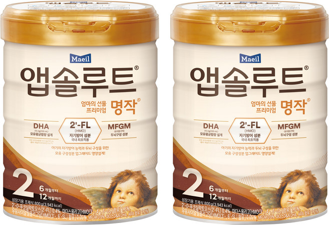 앱솔루트 명작 2FL 분유 2단계, 800g, 2개