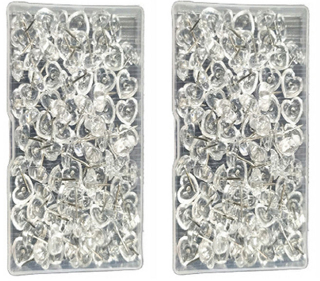 문구담 귀여운 하트모양 압정 투명, 50개입, 2세트