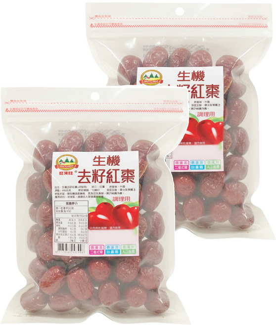 WON LAI WON 旺來旺 生機去籽紅棗, 300g, 2包