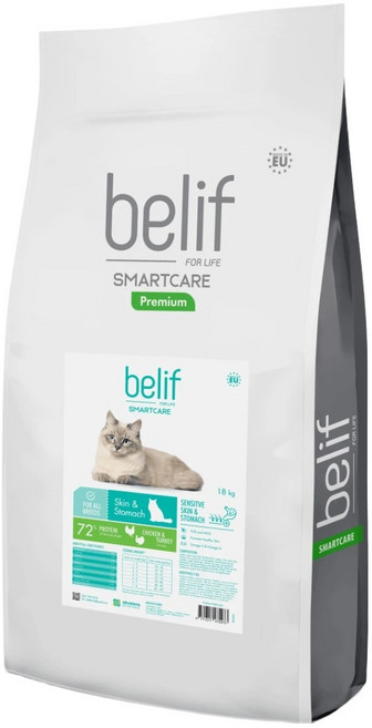 belif 比利夫 成貓用皮膚腸胃保健乾糧, 雞肉, 18kg, 皮膚/毛髮, 1袋