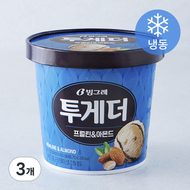 빙그레 투게더 프럴린 & 아몬드 (냉동), 710ml, 1개입, 3개