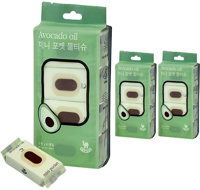 영수산업카멜 아보카도오일 미니포켓 물티슈, 24개, 8매